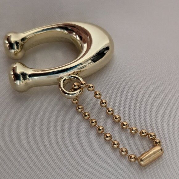 Gold Tone Solid Brass Coach Puffy "C" Hang Charm - Picture 5 of 6
